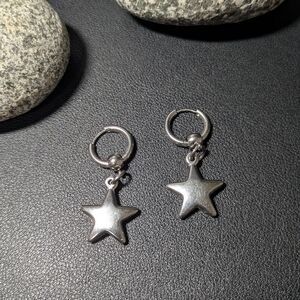 Silver Star Hoop Earrings